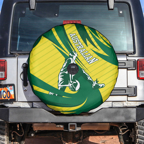 Australian Opals Basketball Spare Tire Cover Green and Gold Tribal Pattern Athletic Abstract Art