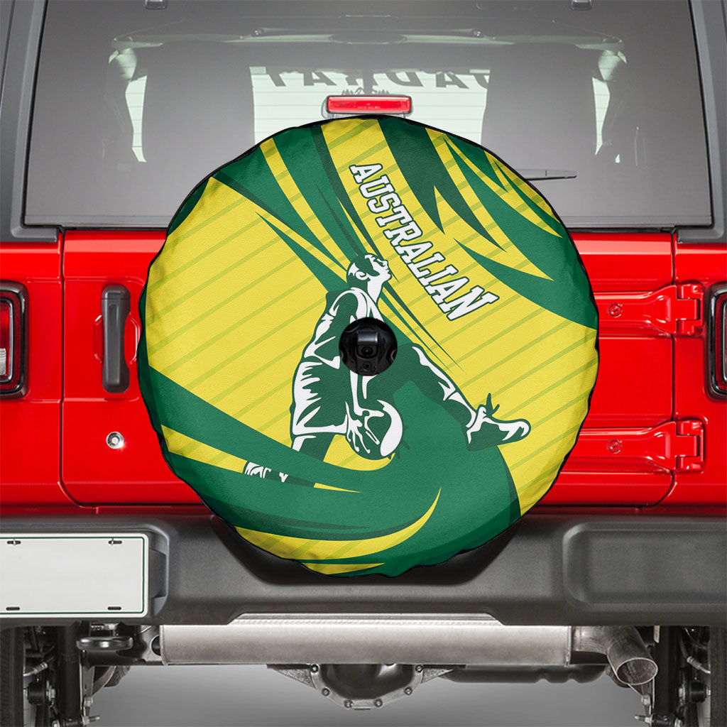 Australian Opals Basketball Spare Tire Cover Green and Gold Tribal Pattern Athletic Abstract Art