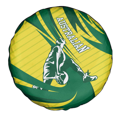 Australian Opals Basketball Spare Tire Cover Green and Gold Tribal Pattern Athletic Abstract Art