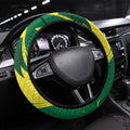 Australian Opals Basketball Steering Wheel Cover Green and Gold Tribal Pattern Athletic Abstract Art