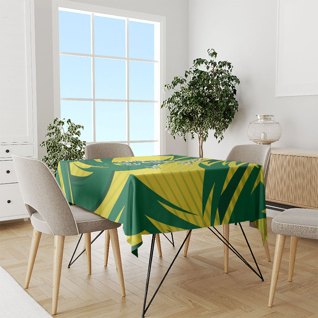 Australian Opals Basketball Tablecloth Green and Gold Tribal Pattern Athletic Abstract Art
