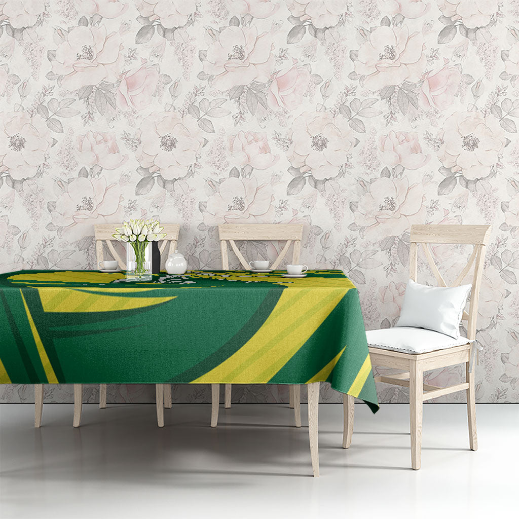 Australian Opals Basketball Tablecloth Green and Gold Tribal Pattern Athletic Abstract Art