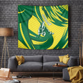 Australian Opals Basketball Tapestry Green and Gold Tribal Pattern Athletic Abstract Art