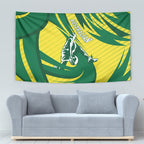 Australian Opals Basketball Tapestry Green and Gold Tribal Pattern Athletic Abstract Art