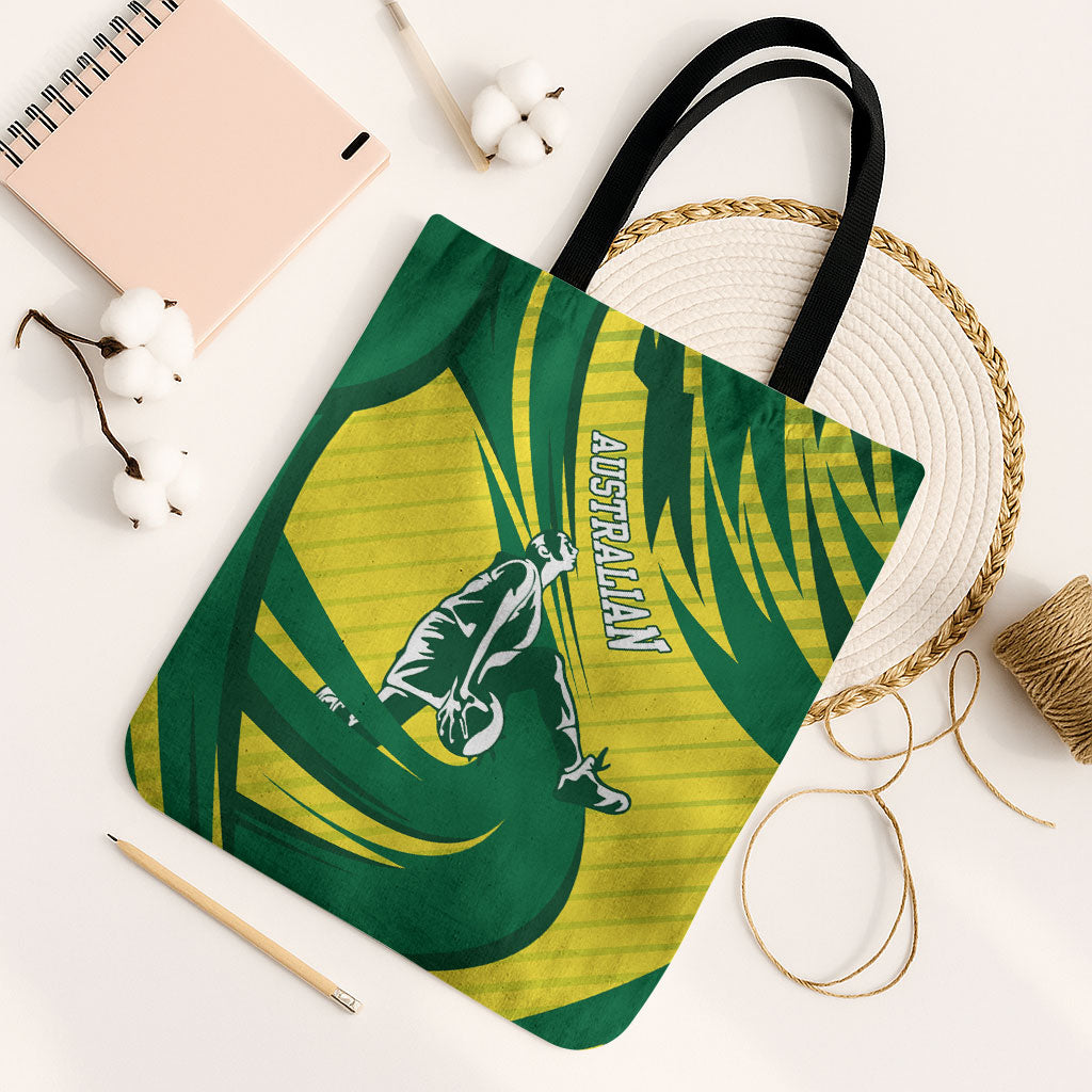 Australian Opals Basketball Tote Bag Green and Gold Tribal Pattern Athletic Abstract Art