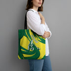 Australian Opals Basketball Tote Bag Green and Gold Tribal Pattern Athletic Abstract Art