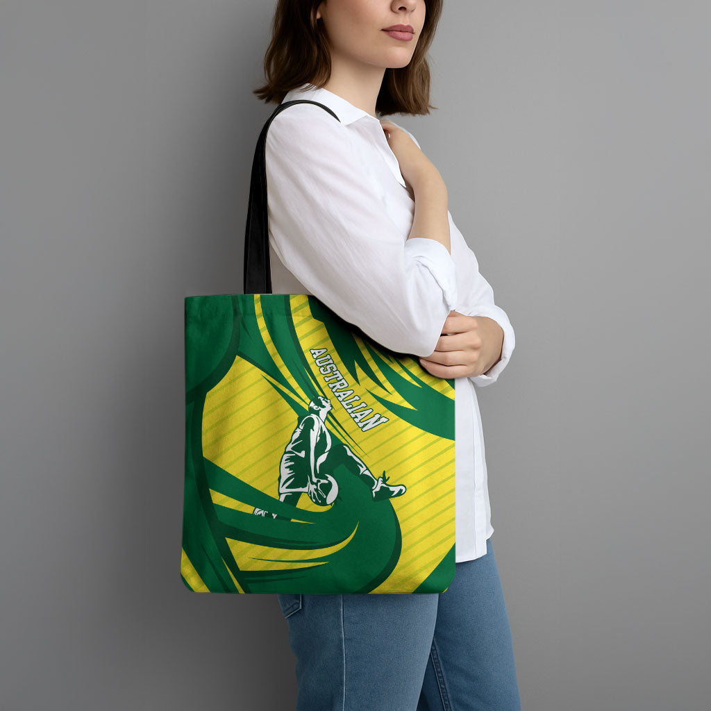 Australian Opals Basketball Tote Bag Green and Gold Tribal Pattern Athletic Abstract Art
