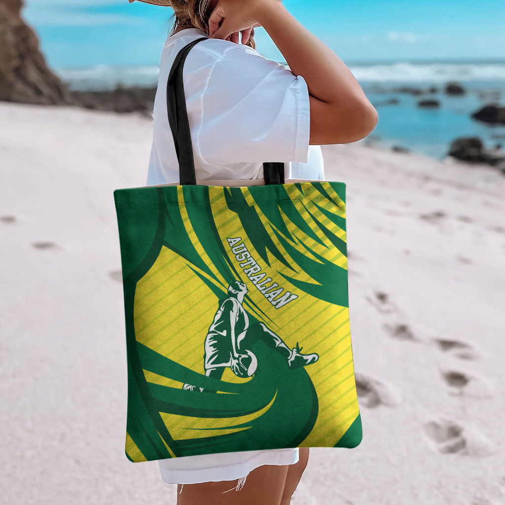 Australian Opals Basketball Tote Bag Green and Gold Tribal Pattern Athletic Abstract Art