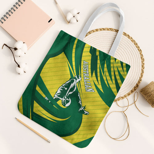 Australian Opals Basketball Tote Bag Green and Gold Tribal Pattern Athletic Abstract Art