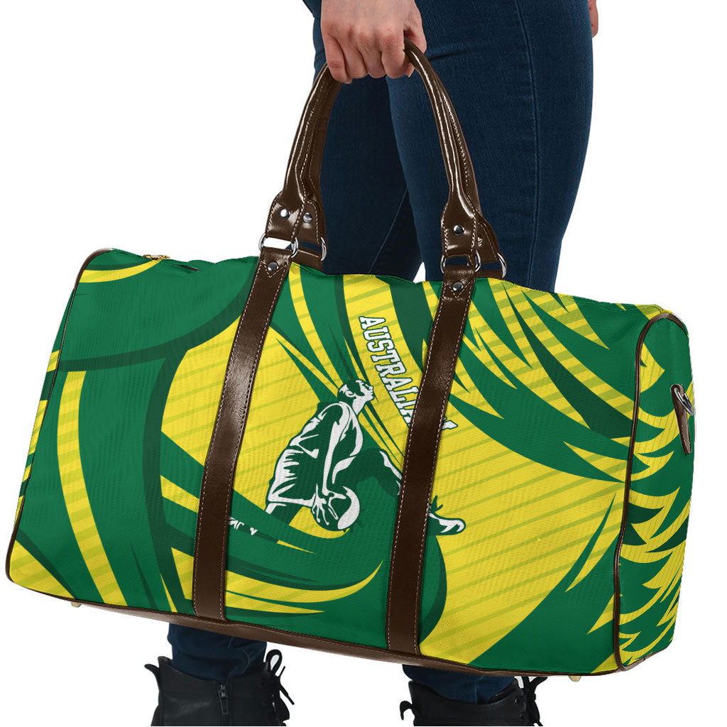 Australian Opals Basketball Travel Bag Green and Gold Tribal Pattern Athletic Abstract Art