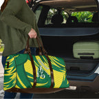 Australian Opals Basketball Travel Bag Green and Gold Tribal Pattern Athletic Abstract Art