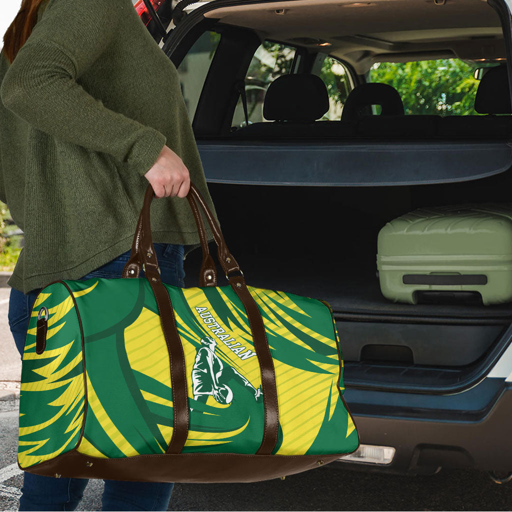 Australian Opals Basketball Travel Bag Green and Gold Tribal Pattern Athletic Abstract Art