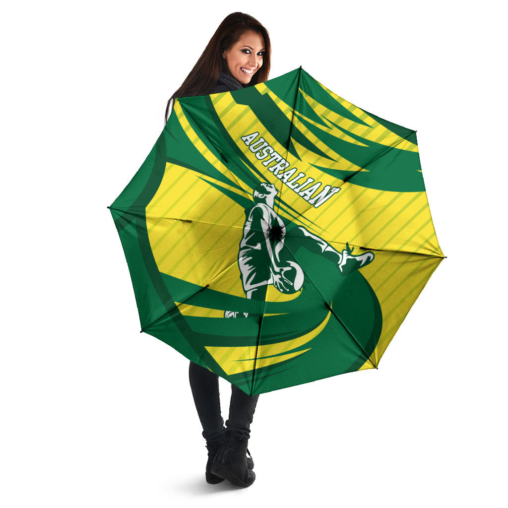 Australian Opals Basketball Umbrella Green and Gold Tribal Pattern Athletic Abstract Art