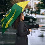 Australian Opals Basketball Umbrella Green and Gold Tribal Pattern Athletic Abstract Art