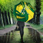 Australian Opals Basketball Umbrella Green and Gold Tribal Pattern Athletic Abstract Art