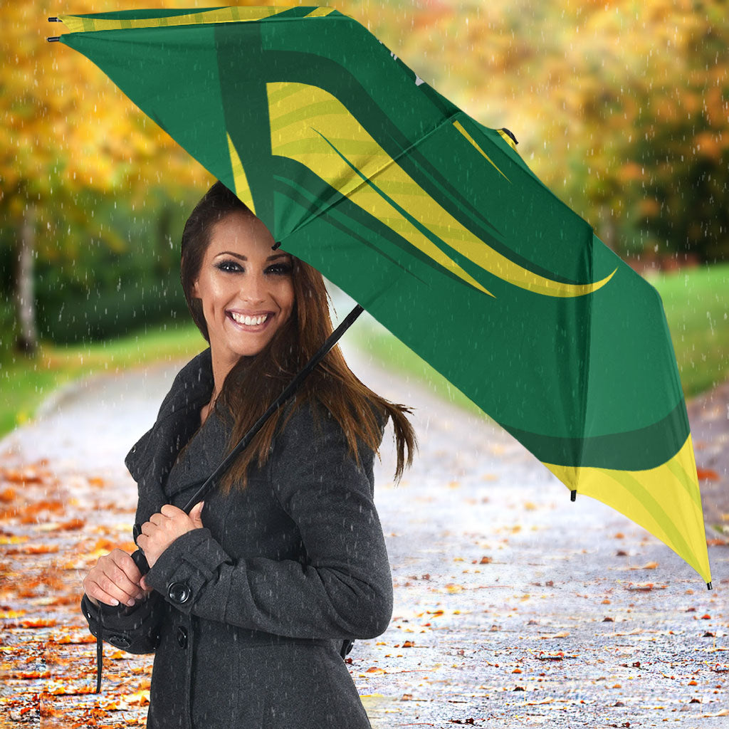 Australian Opals Basketball Umbrella Green and Gold Tribal Pattern Athletic Abstract Art