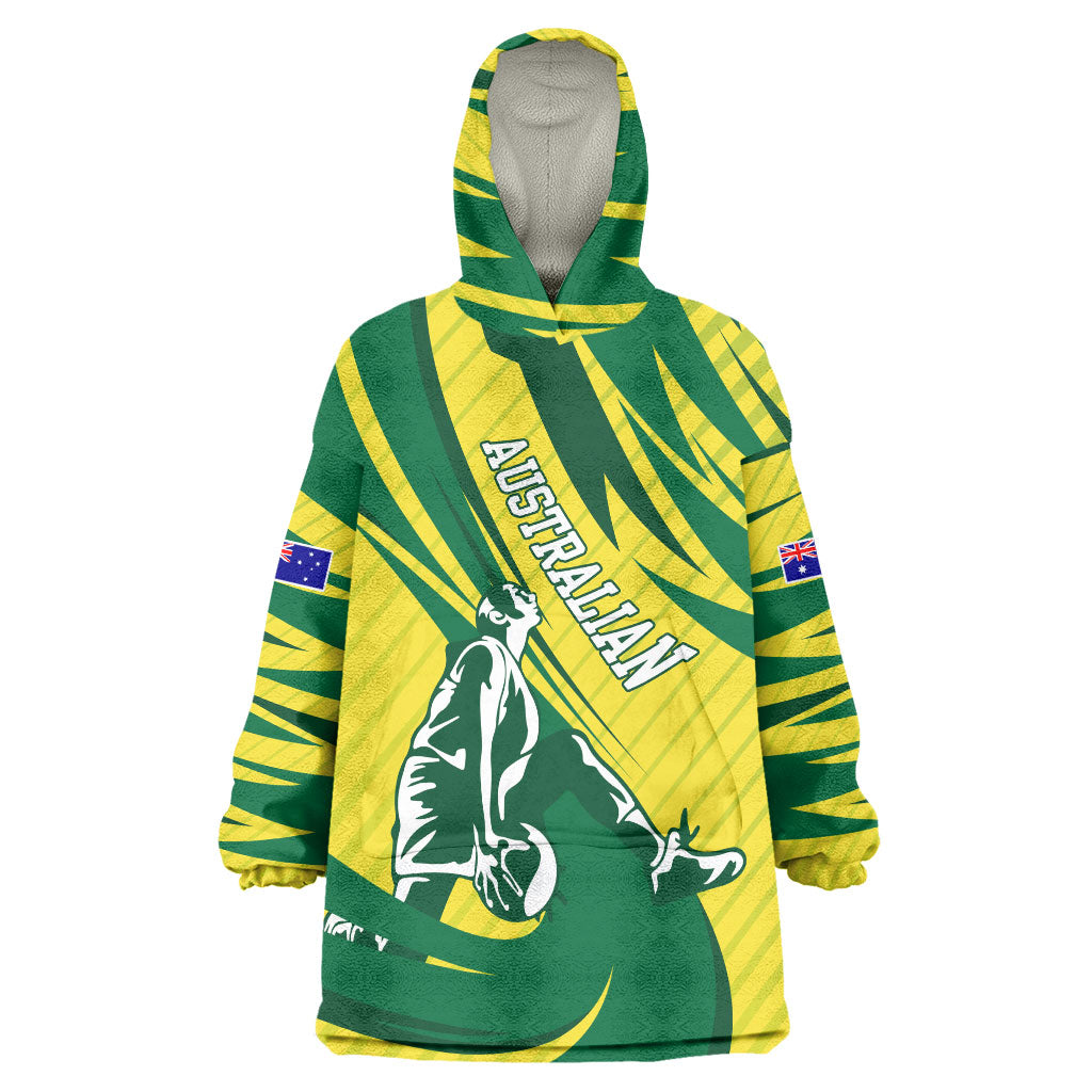 Australian Opals Basketball Wearable Blanket Hoodie Green and Gold Tribal Pattern Athletic Abstract Art