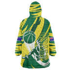 Australian Opals Basketball Wearable Blanket Hoodie Green and Gold Tribal Pattern Athletic Abstract Art