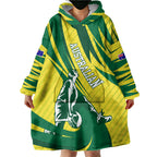 Australian Opals Basketball Wearable Blanket Hoodie Green and Gold Tribal Pattern Athletic Abstract Art