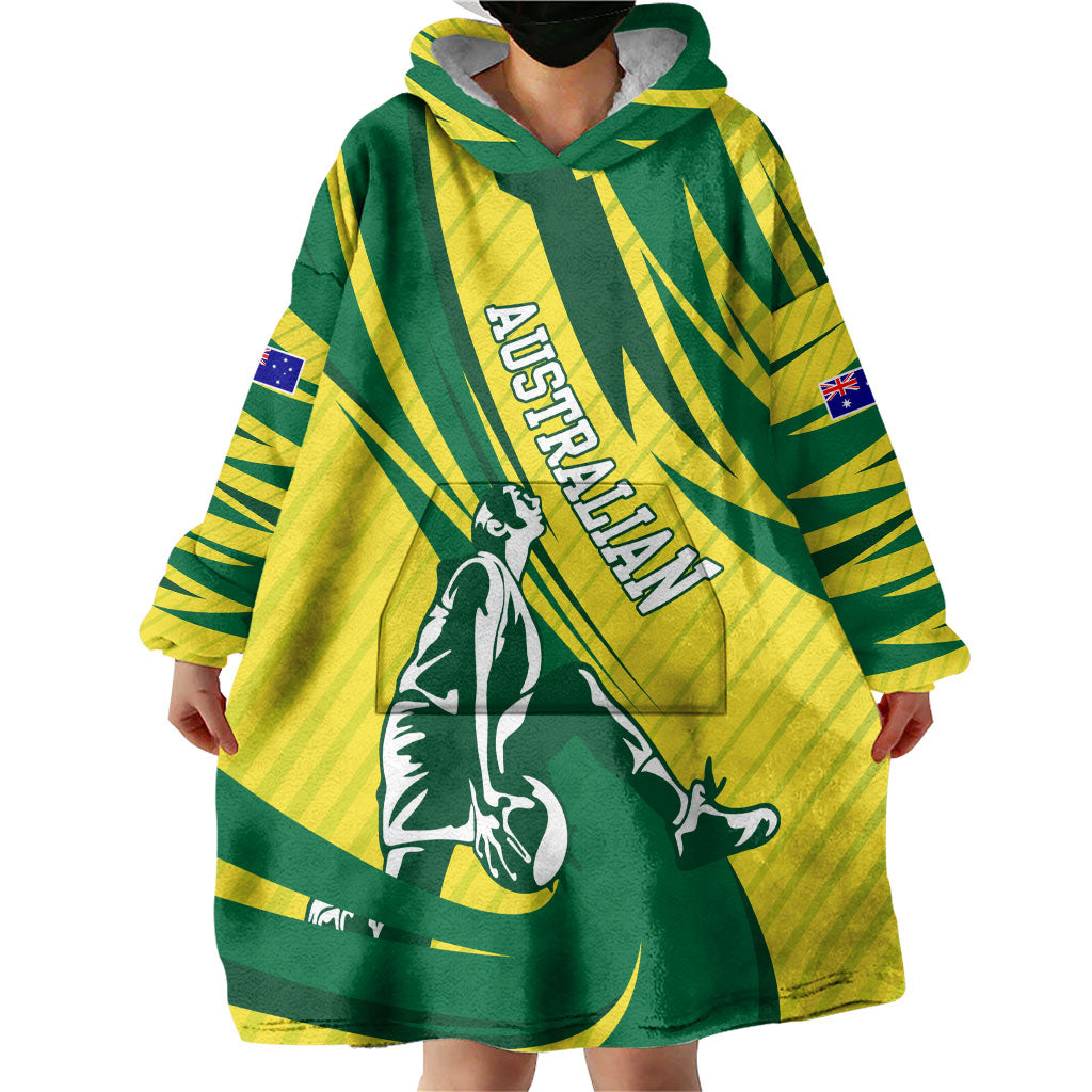 Australian Opals Basketball Wearable Blanket Hoodie Green and Gold Tribal Pattern Athletic Abstract Art
