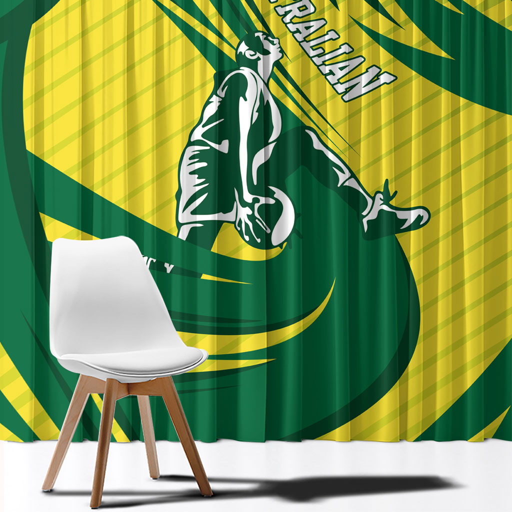 Australian Opals Basketball Window Curtain Green and Gold Tribal Pattern Athletic Abstract Art