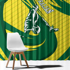 Australian Opals Basketball Window Curtain Green and Gold Tribal Pattern Athletic Abstract Art