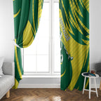 Australian Opals Basketball Window Curtain Green and Gold Tribal Pattern Athletic Abstract Art