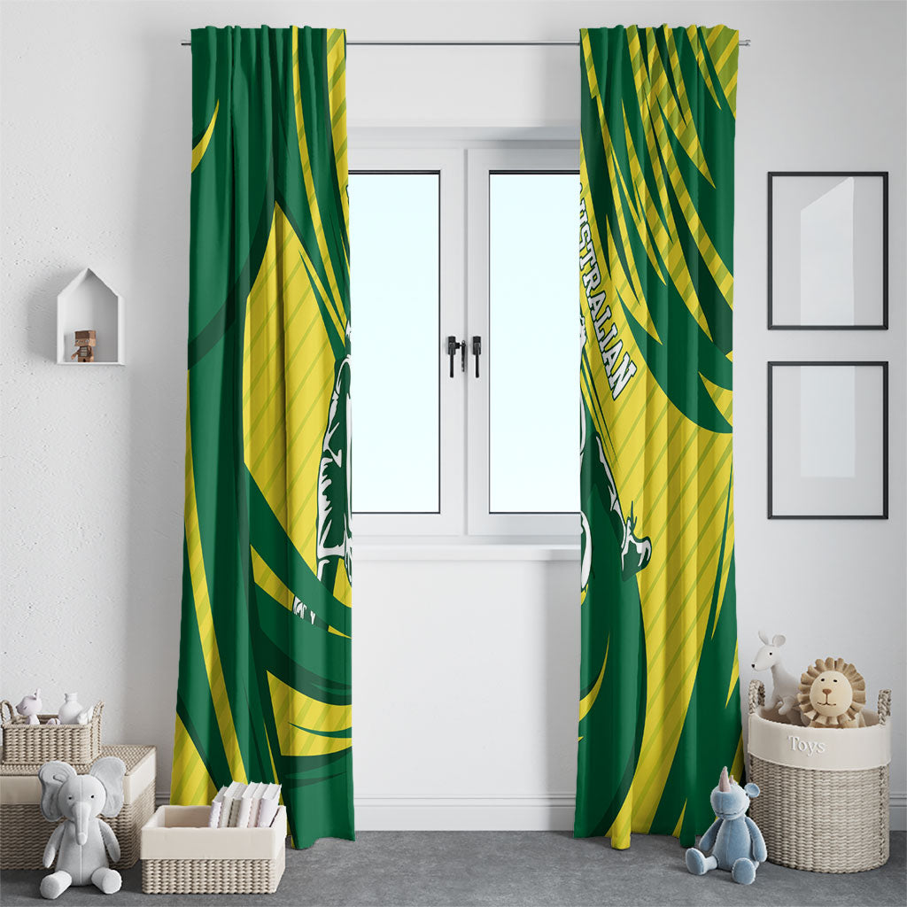 Australian Opals Basketball Window Curtain Green and Gold Tribal Pattern Athletic Abstract Art