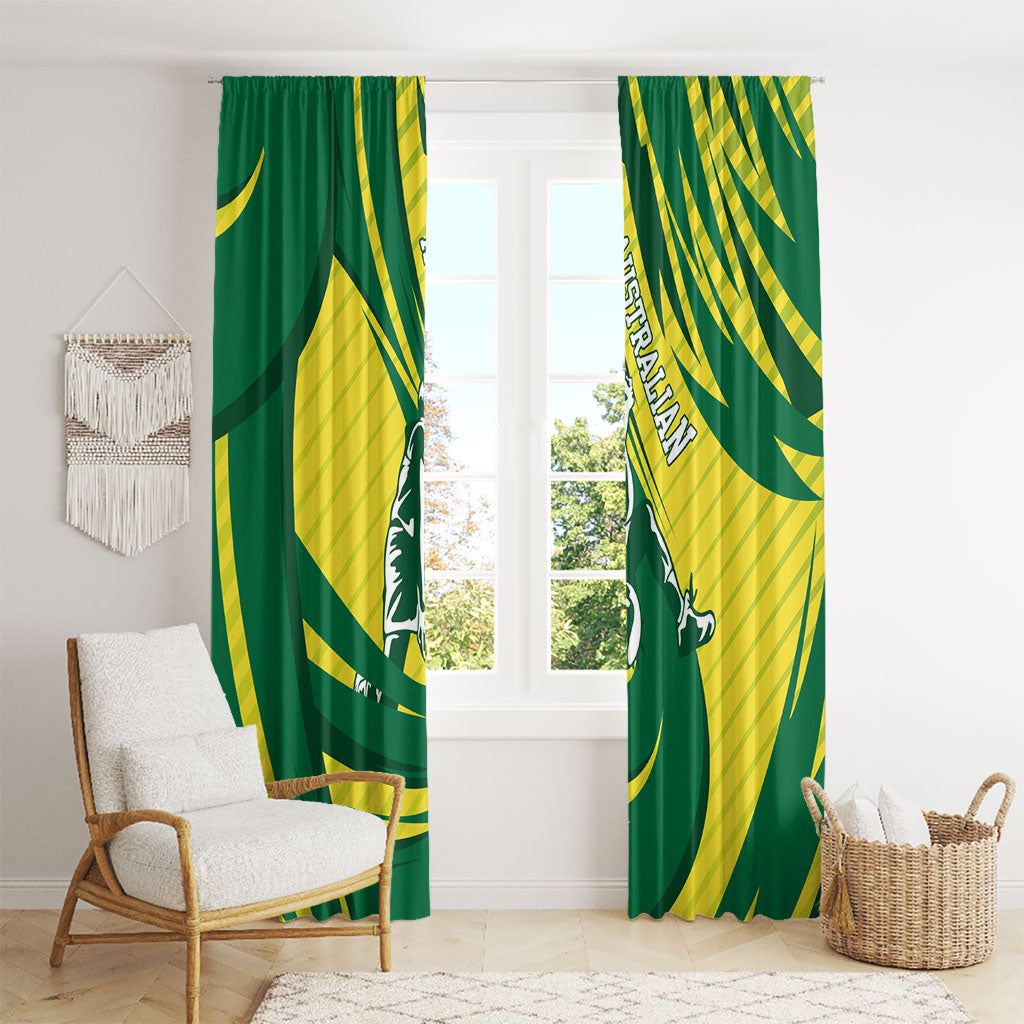 Australian Opals Basketball Window Curtain Green and Gold Tribal Pattern Athletic Abstract Art