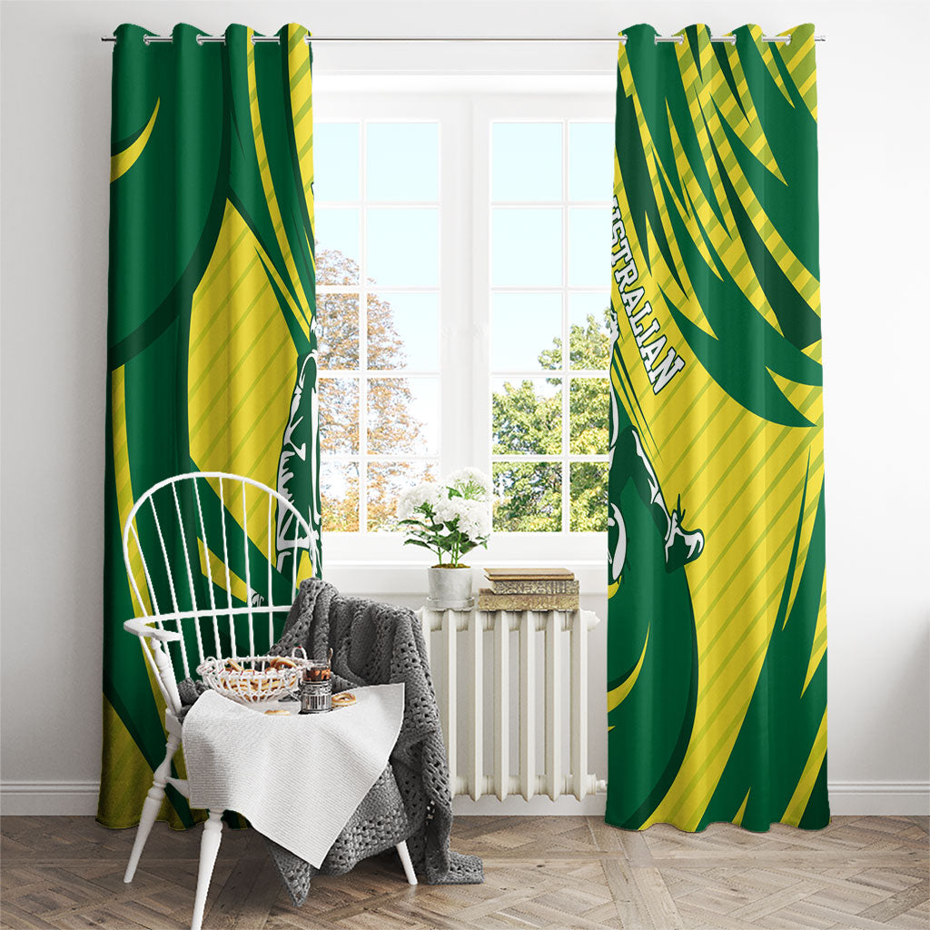 Australian Opals Basketball Window Curtain Green and Gold Tribal Pattern Athletic Abstract Art