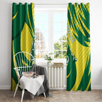 Australian Opals Basketball Window Curtain Green and Gold Tribal Pattern Athletic Abstract Art