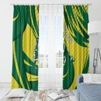 Australian Opals Basketball Window Curtain Green and Gold Tribal Pattern Athletic Abstract Art