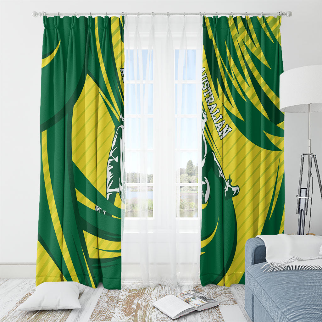 Australian Opals Basketball Window Curtain Green and Gold Tribal Pattern Athletic Abstract Art
