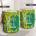 Australian Opals Basketball Laundry Basket Geometric Tribal Pattern In Green And Gold Athletic Art