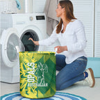 Australian Opals Basketball Laundry Basket Geometric Tribal Pattern In Green And Gold Athletic Art