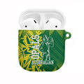 Australian Opals Basketball AirPods Case Geometric Tribal Pattern In Green And Gold Athletic Art