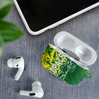 Australian Opals Basketball AirPods Case Geometric Tribal Pattern In Green And Gold Athletic Art