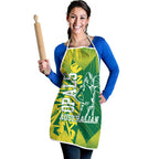 Australian Opals Basketball Apron Geometric Tribal Pattern In Green And Gold Athletic Art