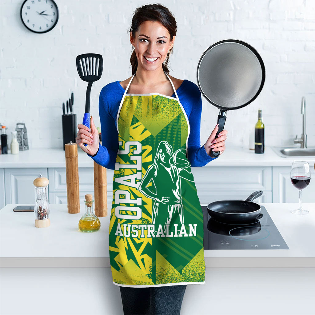 Australian Opals Basketball Apron Geometric Tribal Pattern In Green And Gold Athletic Art