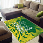 Australian Opals Basketball Area Rug Geometric Tribal Pattern In Green And Gold Athletic Art
