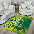 Australian Opals Basketball Area Rug Geometric Tribal Pattern In Green And Gold Athletic Art