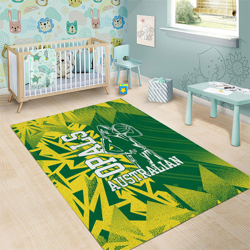 Australian Opals Basketball Area Rug Geometric Tribal Pattern In Green And Gold Athletic Art
