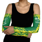 Australian Opals Basketball Arm Sleeves Geometric Tribal Pattern In Green And Gold Athletic Art