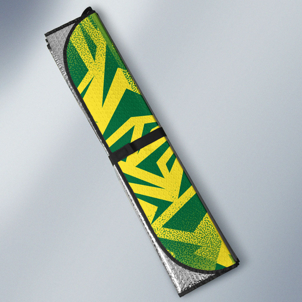 Australian Opals Basketball Auto Sun Shade Geometric Tribal Pattern In Green And Gold Athletic Art
