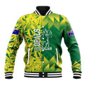 Australian Opals Basketball Baseball Jacket Geometric Tribal Pattern In Green And Gold Athletic Art