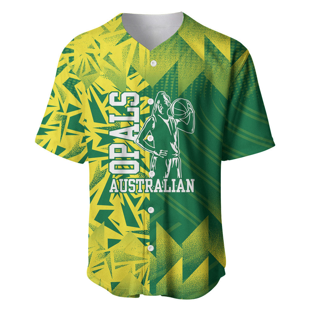 Australian Opals Basketball Baseball Jersey Geometric Tribal Pattern In Green And Gold Athletic Art