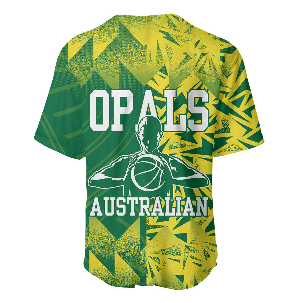 Australian Opals Basketball Baseball Jersey Geometric Tribal Pattern In Green And Gold Athletic Art