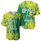 Australian Opals Basketball Baseball Jersey Geometric Tribal Pattern In Green And Gold Athletic Art