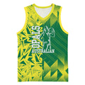 Australian Opals Basketball Basketball Jersey Geometric Tribal Pattern In Green And Gold Athletic Art
