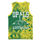 Australian Opals Basketball Basketball Jersey Geometric Tribal Pattern In Green And Gold Athletic Art